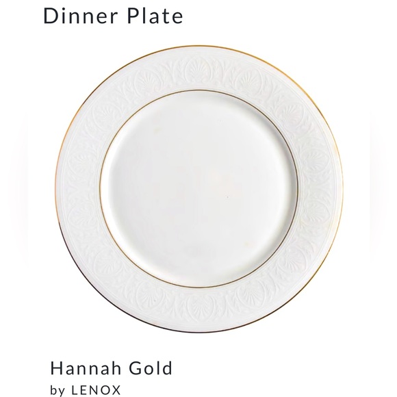Lenox Debut Collection “Hannah Gold”Dinner Plate - White and Gold, Millennium Ed